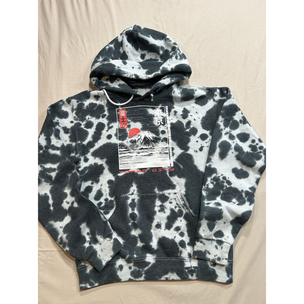 Bowery Supply Tokyo City Hoodie Mens S Tie Dye Graphic Pullover Mt Fuji Japan